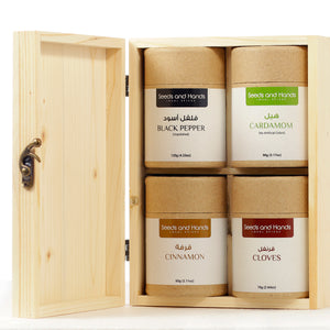 Black Pepper 120g, Cardamom 90g, Cloves 75g, Cinnamon Sticks 60g