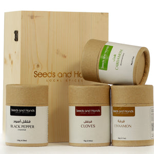 Black Pepper 120g, Cardamom 90g, Cloves 75g, Cinnamon Sticks 60g