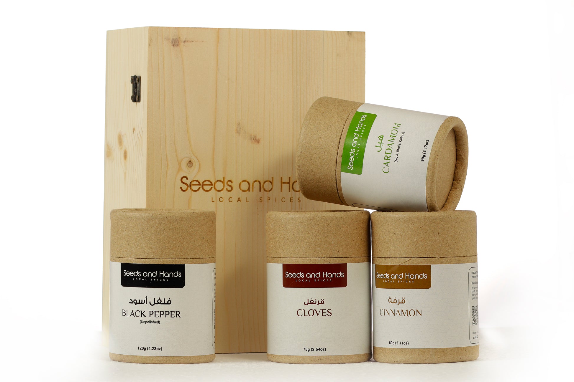 Black Pepper 120g, Cardamom 90g, Cloves 75g, Cinnamon Sticks 60g